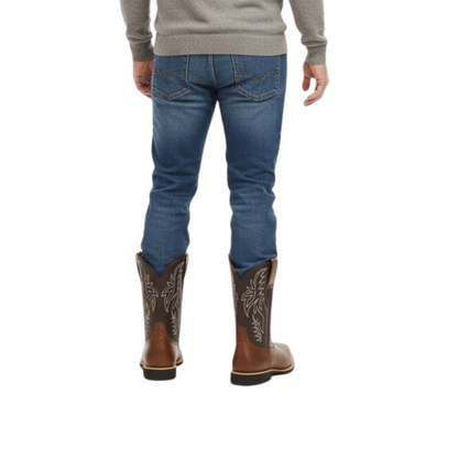 Rugged Mens Cowboy Boots with Embroidery Detail