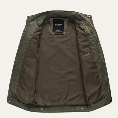 Men's Military Cargo Jacket Stand Collar Olive