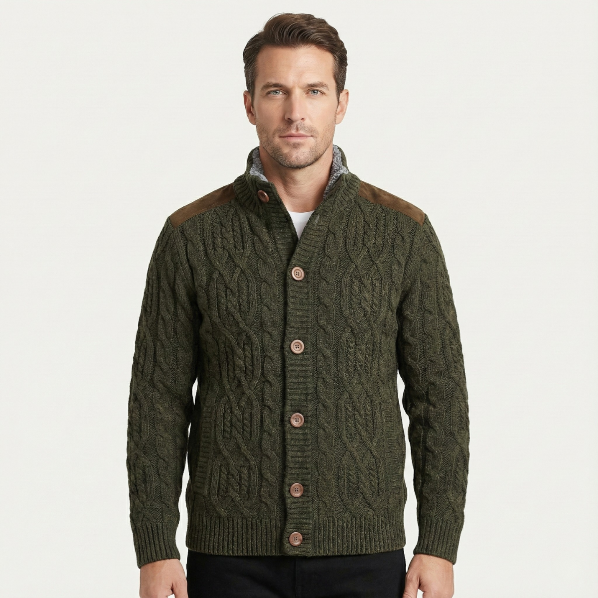 Maplewood Men's Wool Cardigan Fleece Lined Winter