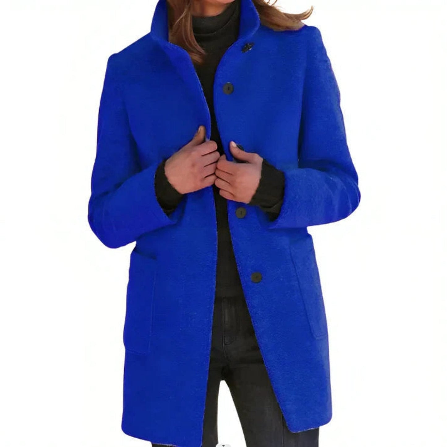 Women's Wool Coat Tailored Fit Single Breasted Black