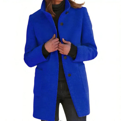 Women's Wool Coat Tailored Fit Single Breasted Black