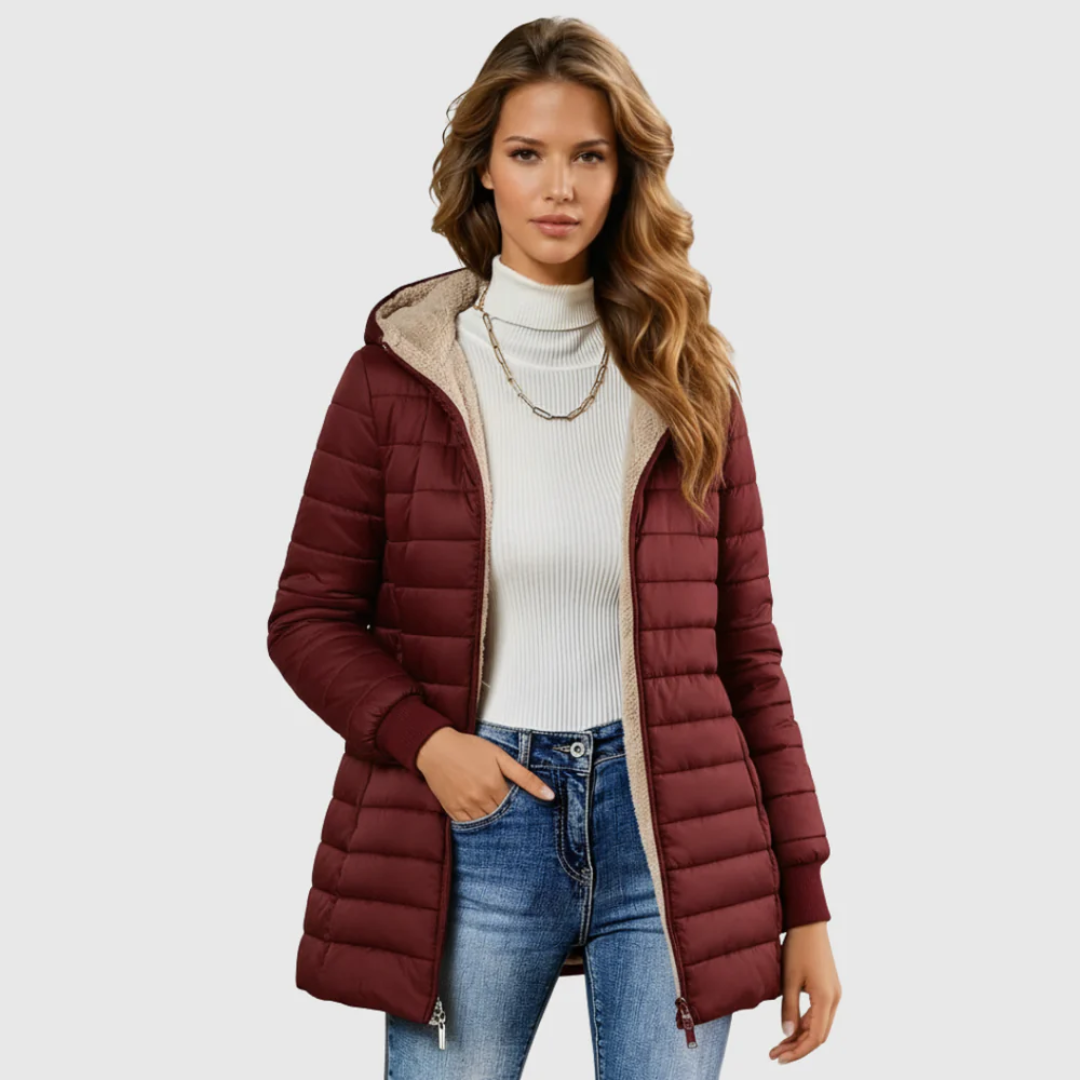 Women's Short Quilted Padded Zip-Up Coat