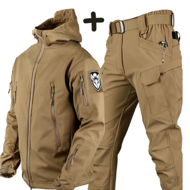 Men's Tactical Hooded Jacket And Cargo Pants Set