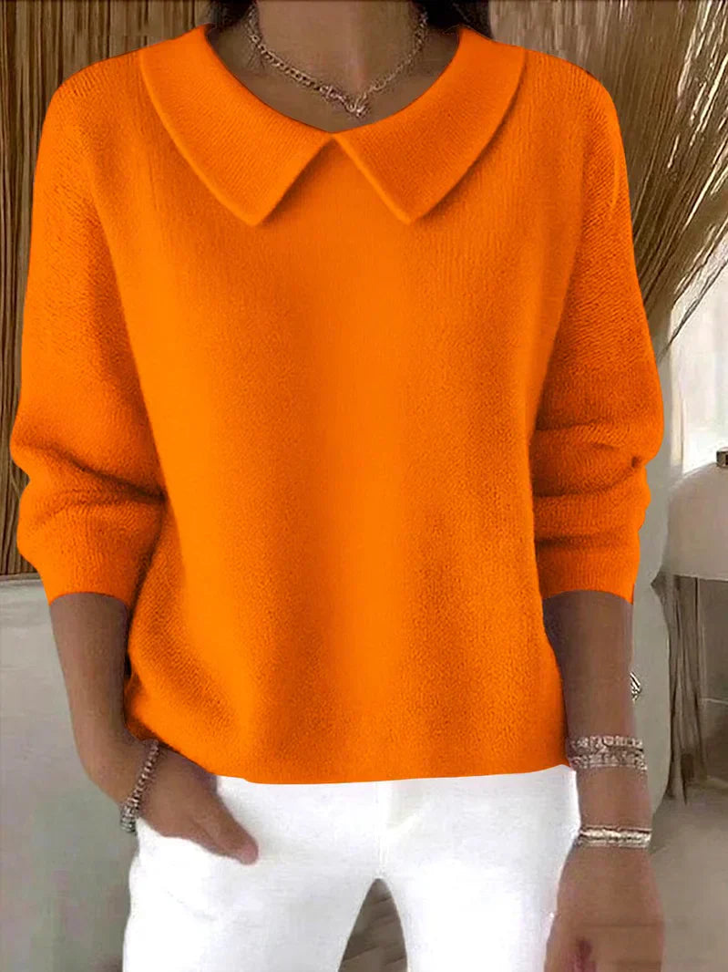 Women's Long Sleeve Sweater With Collar Detail