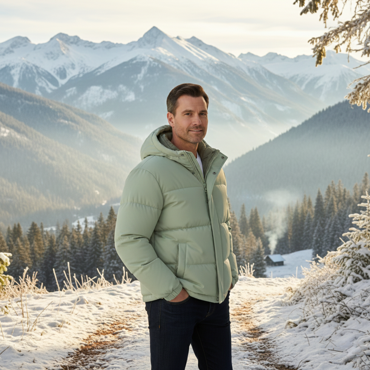 Men's Quilted Puffer Hooded Winter Jacket