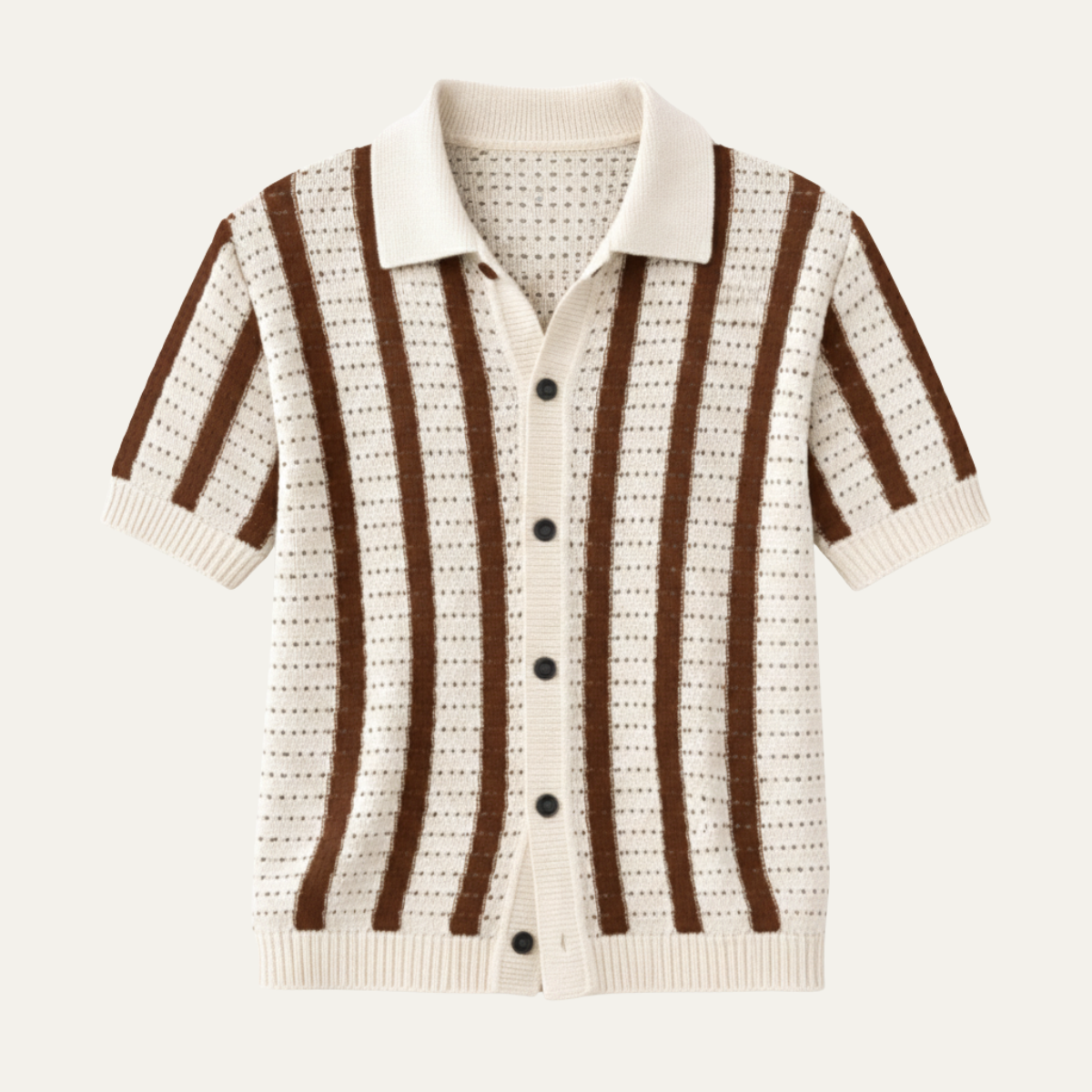 Men's Breathable Striped Knitted Polo Shirt