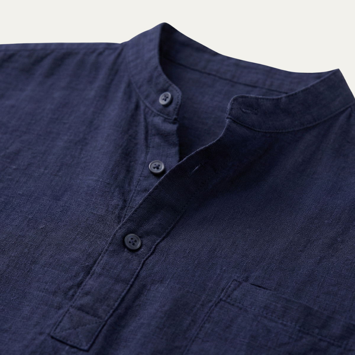 Men's Cotton Linen Henley Shirt Lightweight