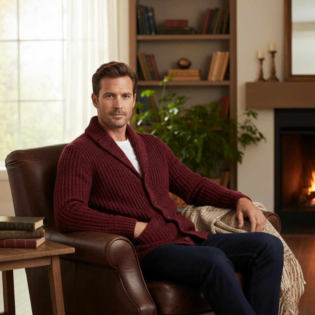 Montpellier Men's Knit Cardigan Shawl Collar Chunky