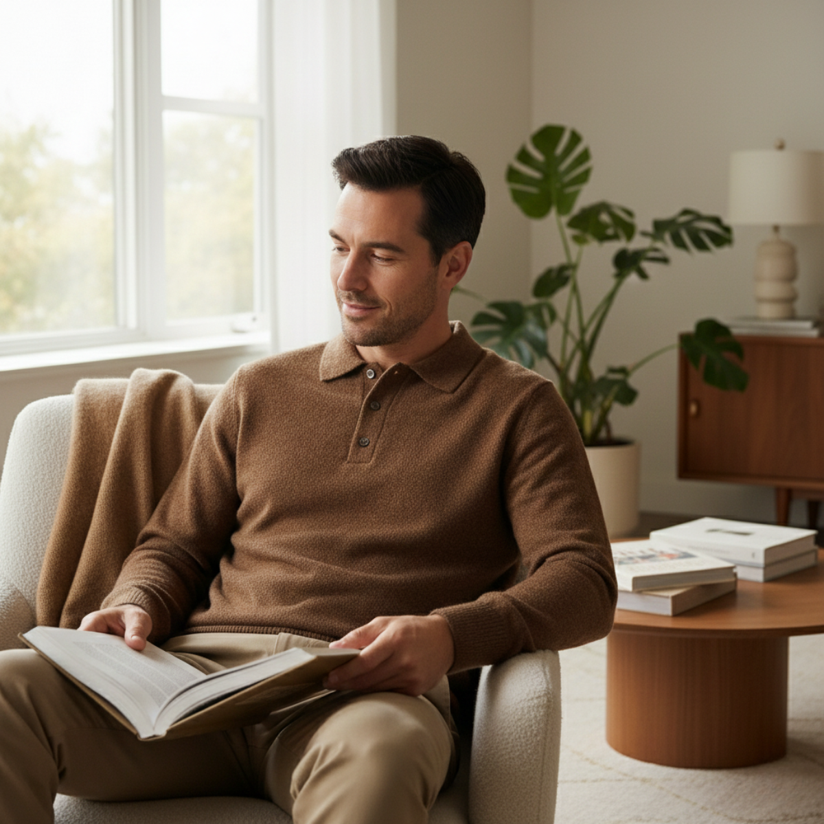 Men's Soft Knit Polo Sweater