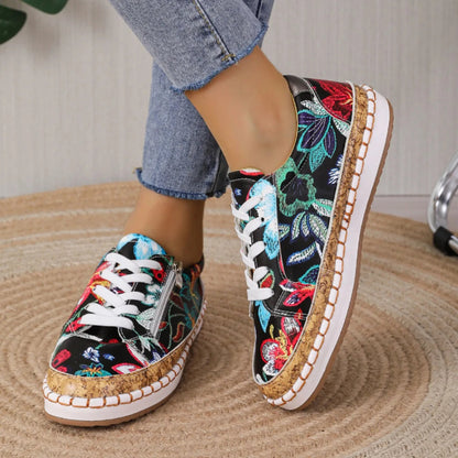 Women's Floral Lace-Up Shoes