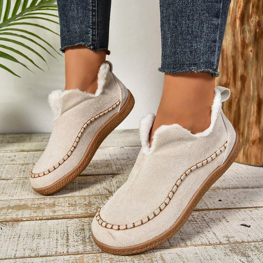 Cozy Faux Fur Ankle Boots with Grip Thick Outsole