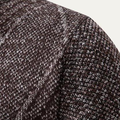Men's Knit Fleece Cardigan Diamond Pattern Zip Front