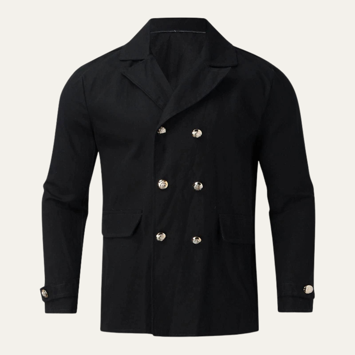 Men's Double Breasted Peacoat Wool Casual Navy