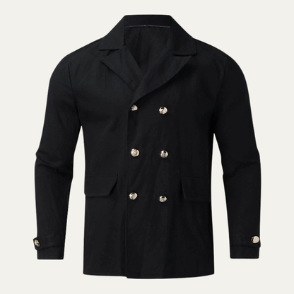 Men's Double Breasted Peacoat Wool Casual Navy