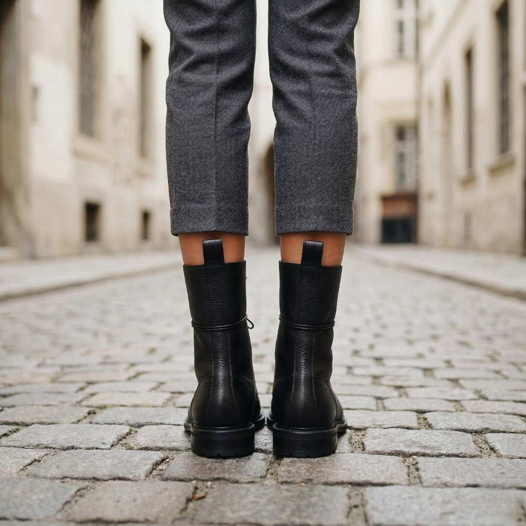 Women’s Lace Up Ankle Boots Leather Combat Style Boots