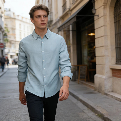 Men's Linen Cotton Button Down Shirt