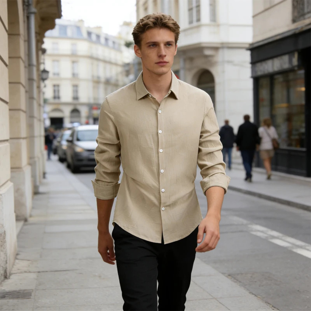 Men's Linen Cotton Button Down Shirt