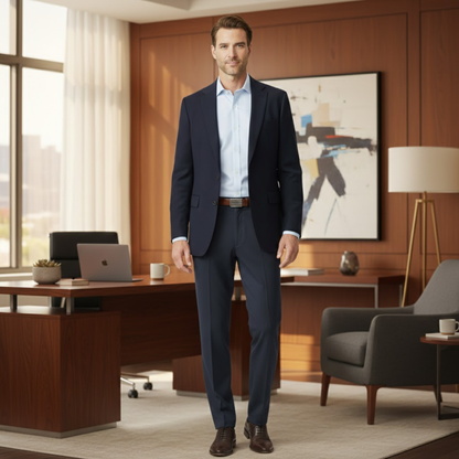 Men's Double Pleated High Waist Straight Leg Pants