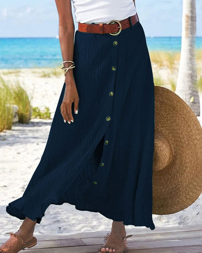 Women's Long Monochrome Skirt All-Day Comfort