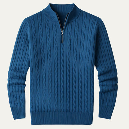 Wells Men's Cable Knit Quarter Zip Sweater