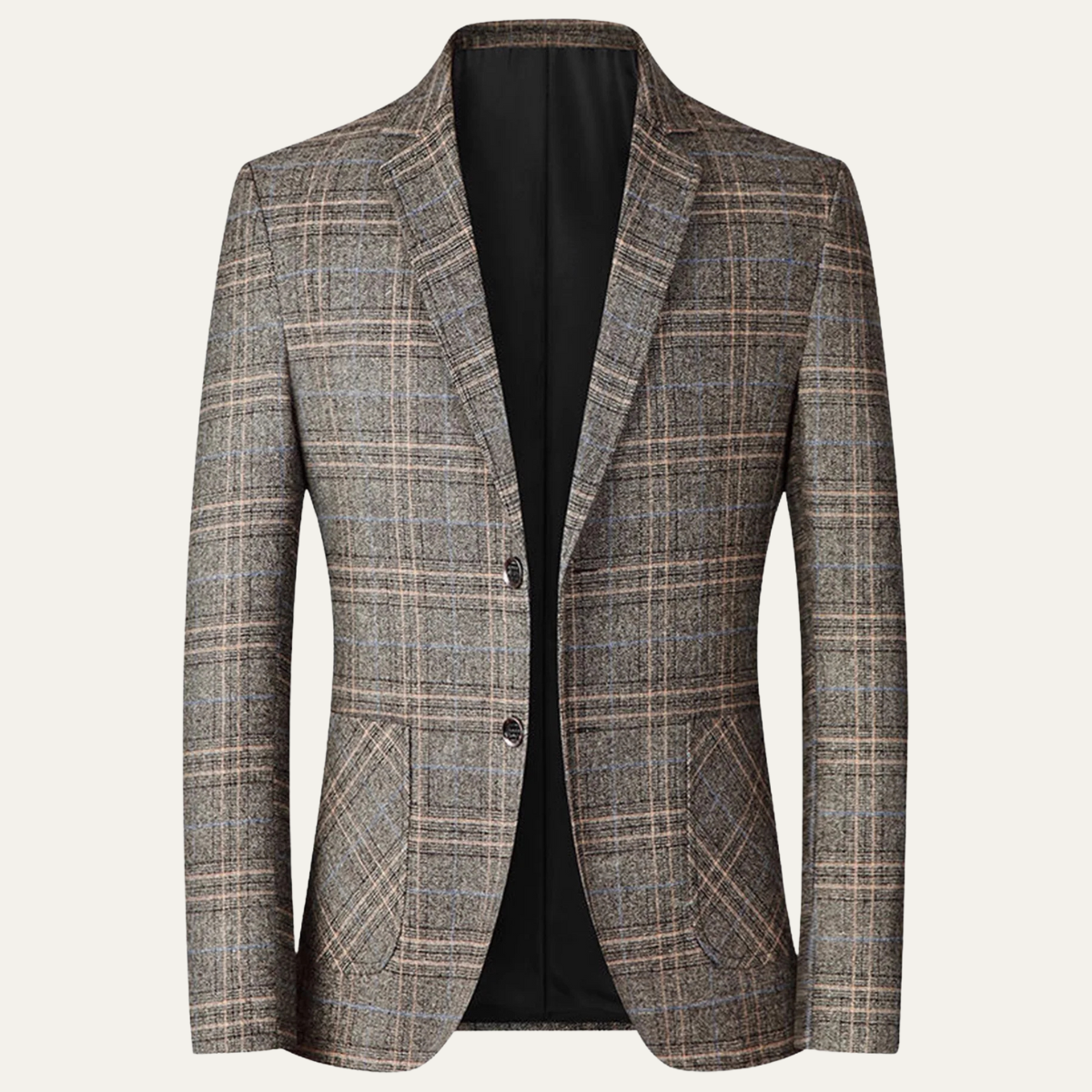 Mens Slim Fit Blazer Checked Lightweight Navy
