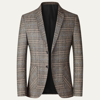Mens Slim Fit Blazer Checked Lightweight Navy
