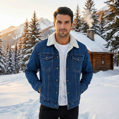Men's Fleece Lined Denim Winter Jacket