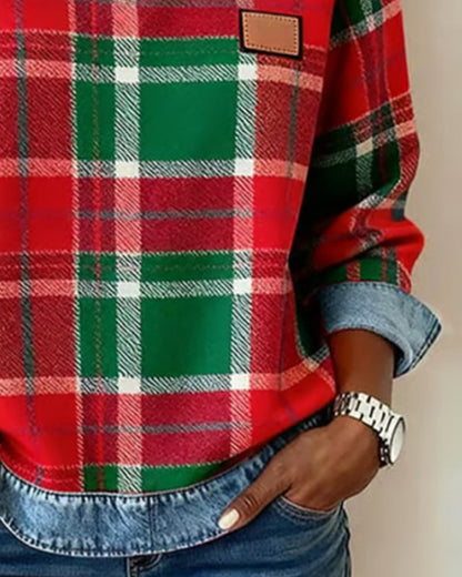 Plaid Patchwork Fleece Sweatshirt