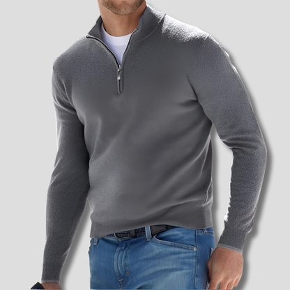 Men's Cotton Knit Zipper Pullover Sweater