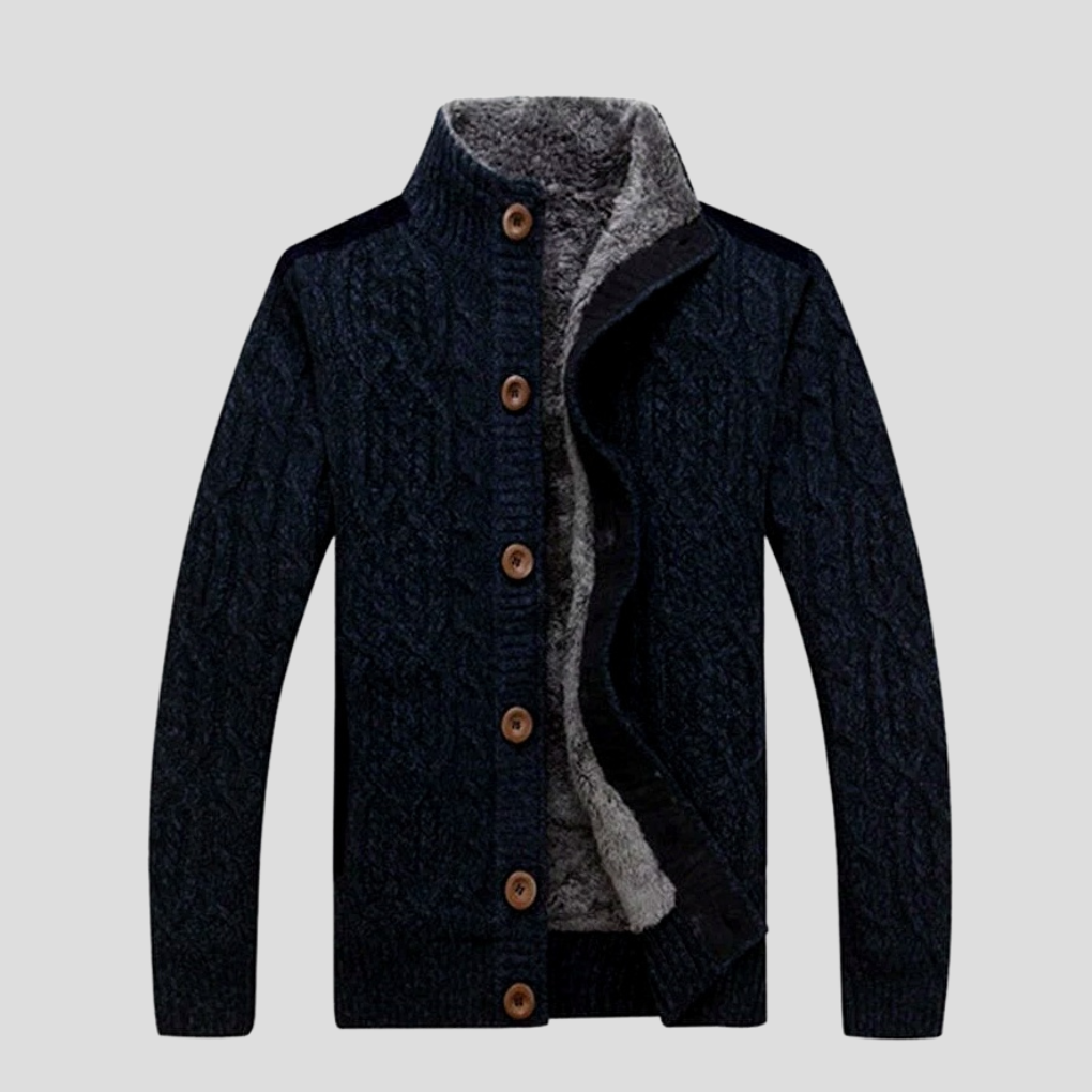 Men's Knit Jacket Plush Lined Warm