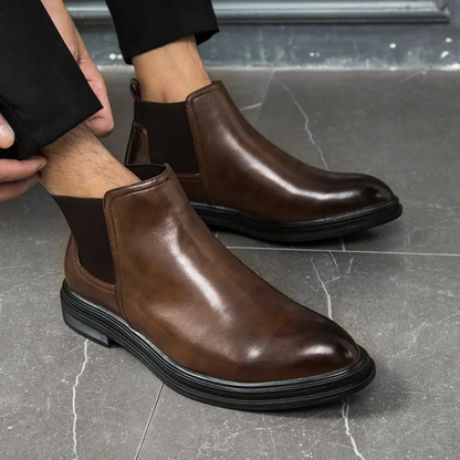 Men's Leather Chelsea Ankle Boots Black