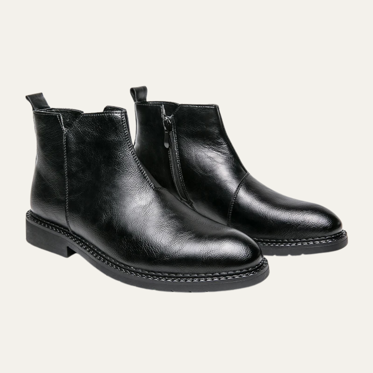 Men's Leather Ankle Boots Classic Red