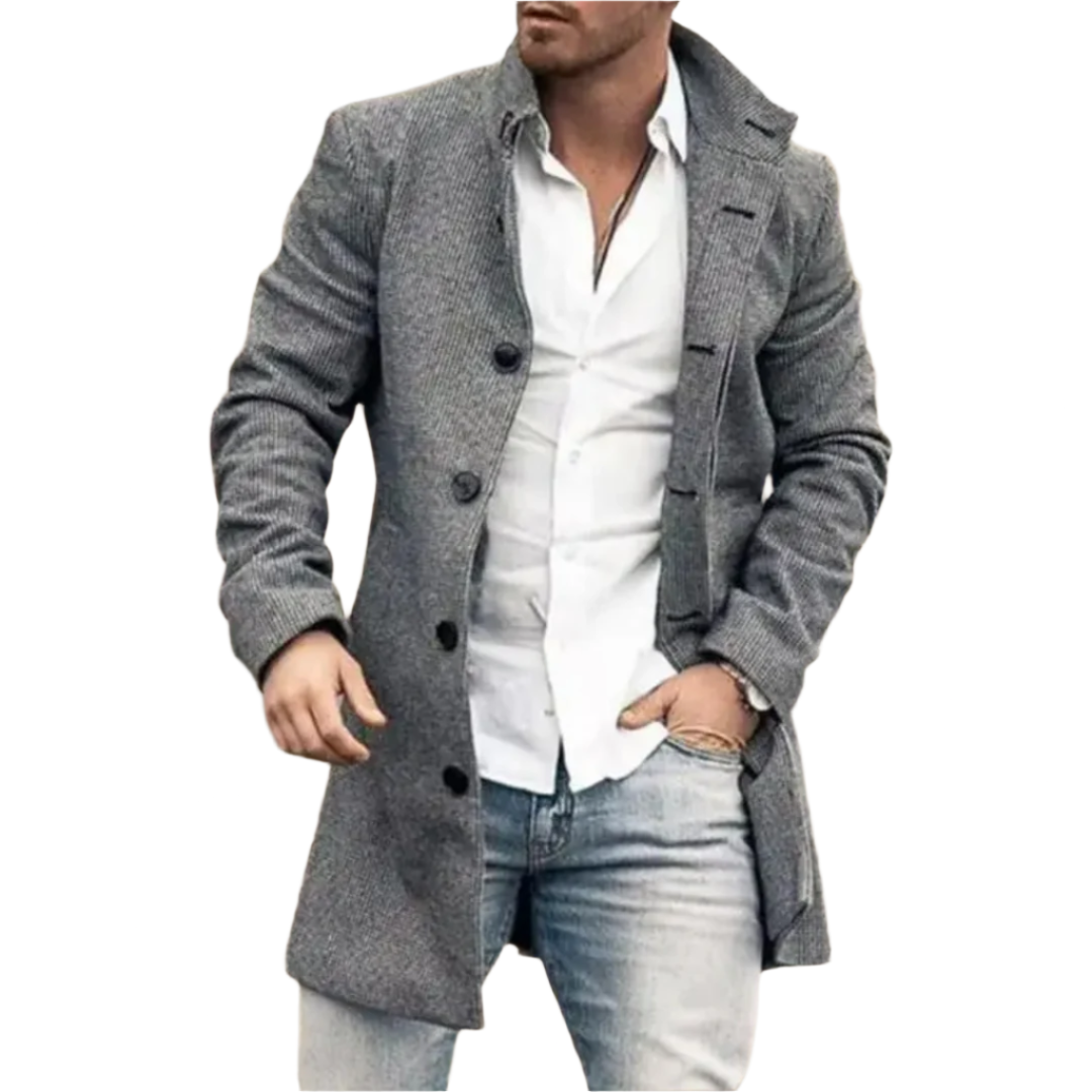 Men's Winter Coat Button Front With Pockets - VibreMode