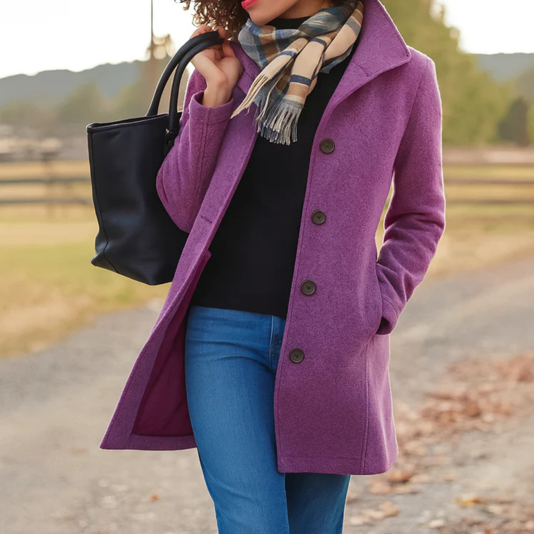 Warm Ladies Long Button Coat