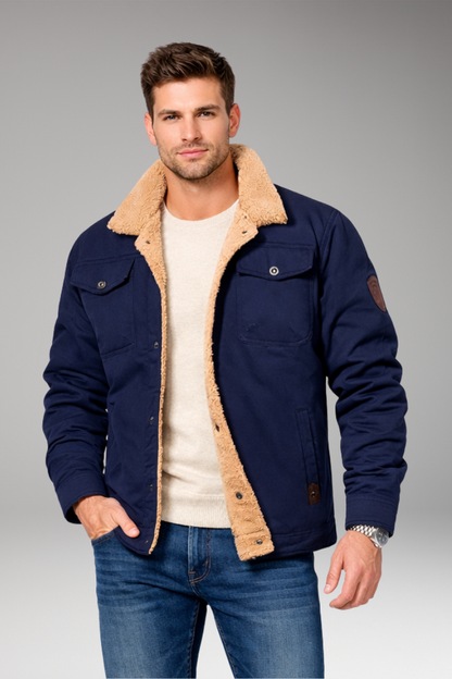 Men's Sherpa Lined Jacket Button Closure
