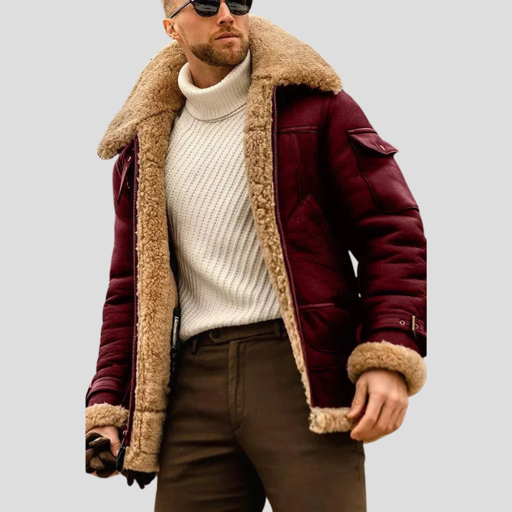 Men's Leather Biker Jacket Camel