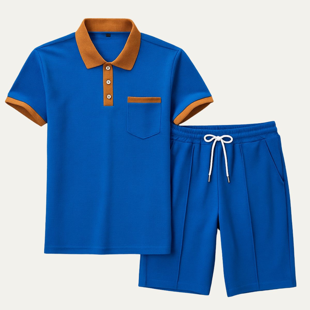 Men's Cotton Polo Shorts Set Vintage Style