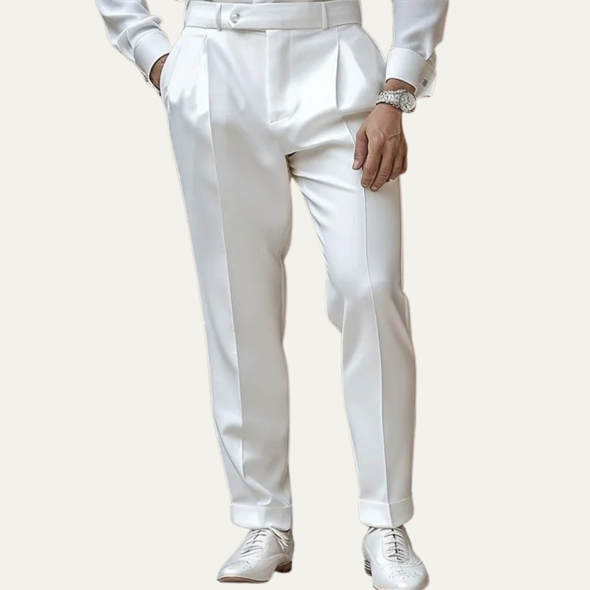 Men's Pleated Dress Pants Straight Leg Cotton Black