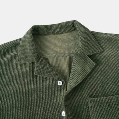 Men's Corduroy Shirt And Shorts Summer Set