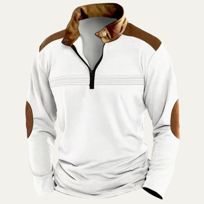 Men's Retro Half Zip Sweater Contrast Collar