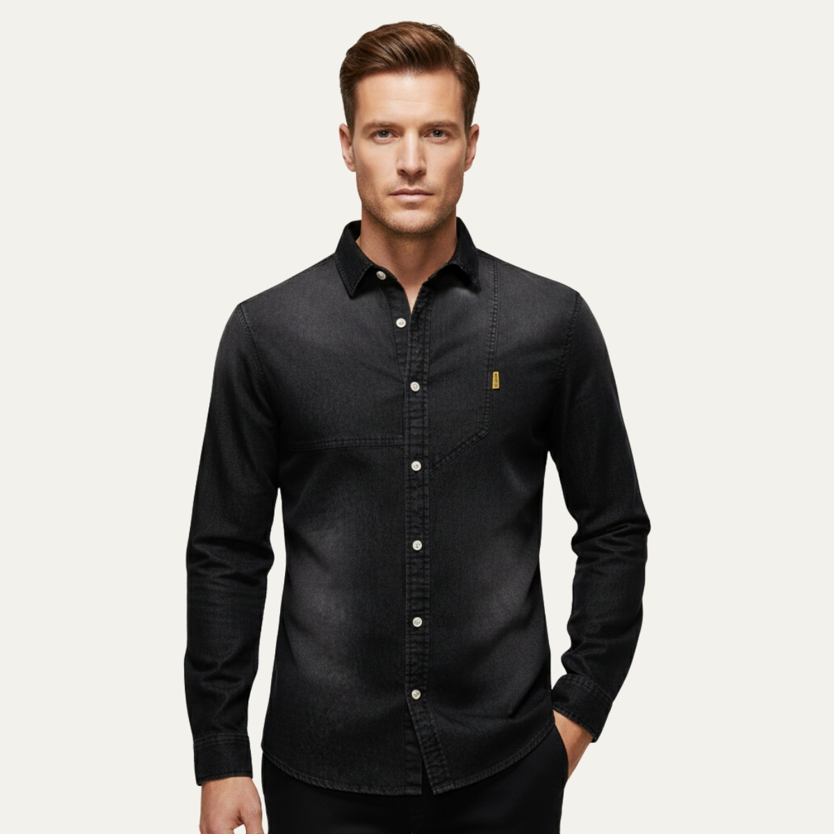 Mens Slim Fit Denim Cowboy Shirt