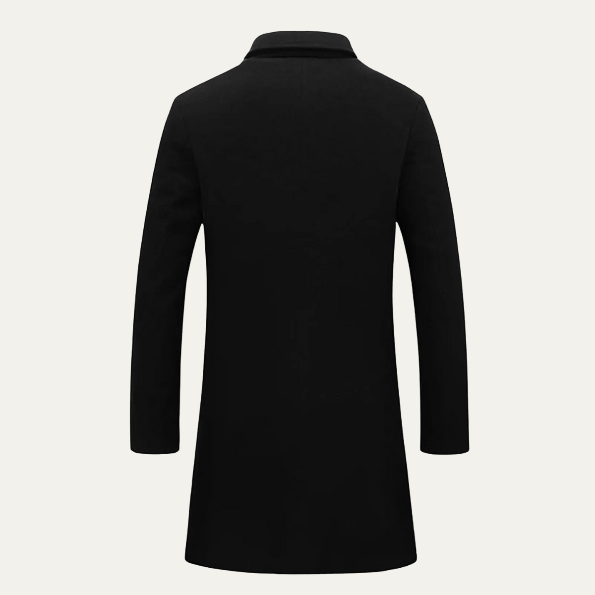Men's Double Breasted Wool Overcoat Long Black