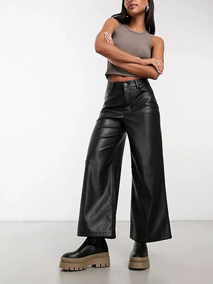 Women's High Waist Leather Pants