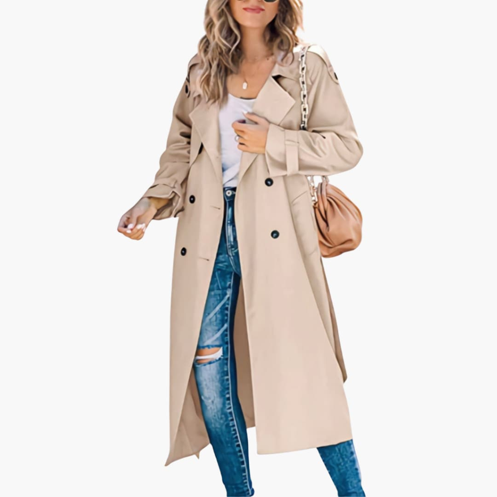 Women's Trench Coat Button Front Waterproof