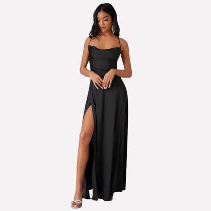 Women's Backless Maxi Dress High Side Slit
