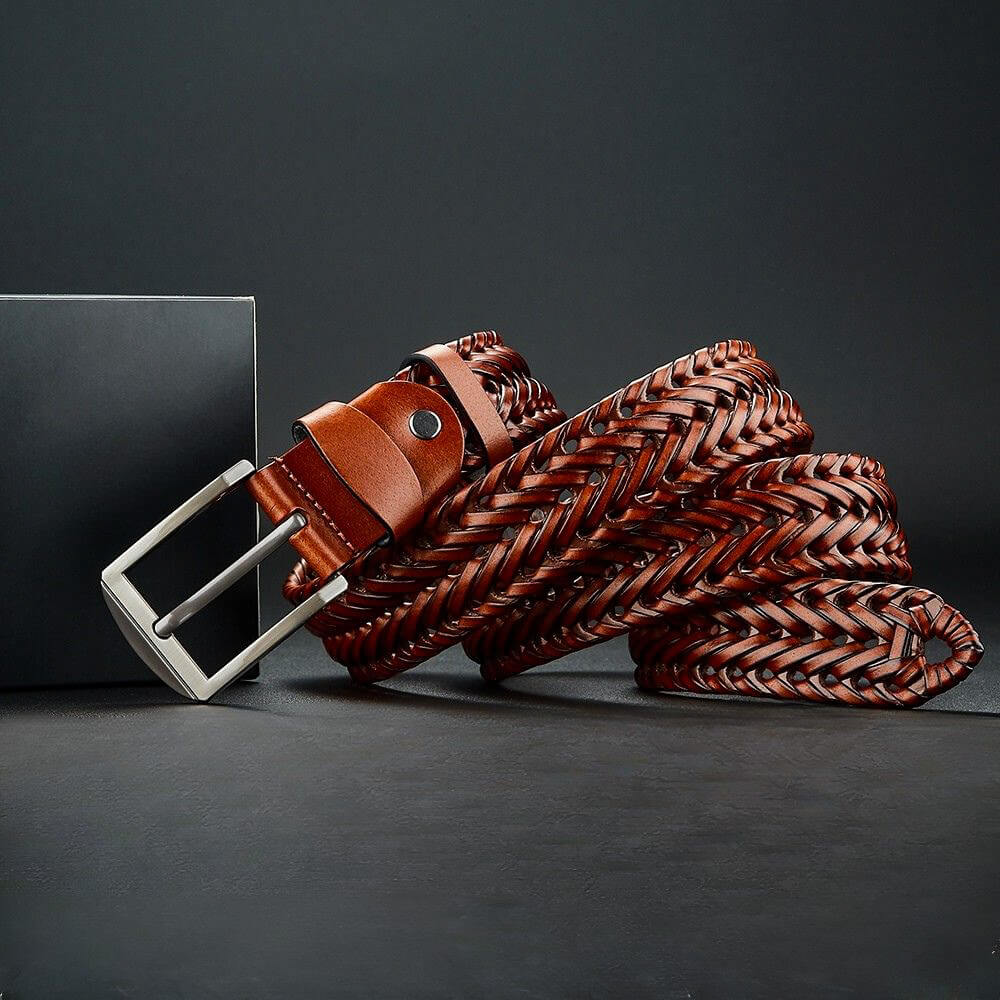 Authentic Woven Leather Waist Belt
