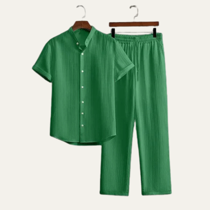 Men's Casual Short Sleeve Shirt Pants Set