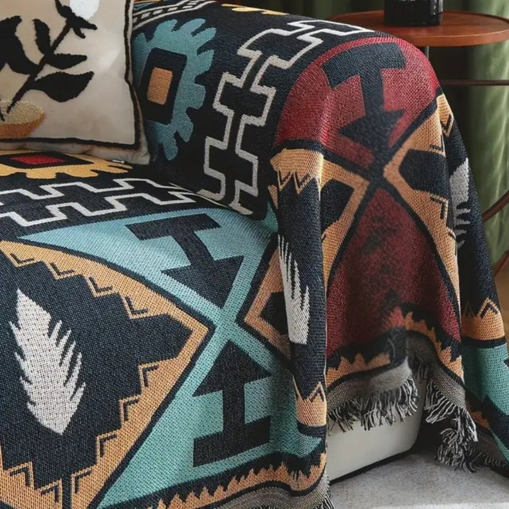Geometric Sofa Cover Boho Patterned Fabric