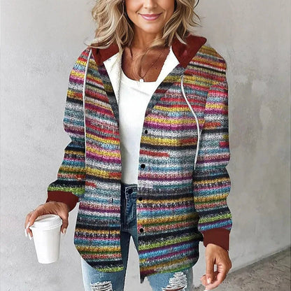 Women's Checked Hooded Wool Coat