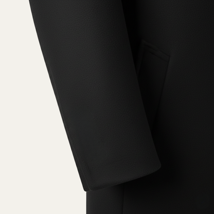 Men's Double Breasted Wool Overcoat Long Black